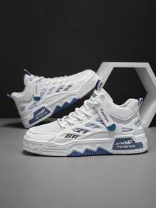 High Top Men's Shoes, Sports And Leisure Mesh Panel Shoes, Men's Mid Top High Rise Small White Shoes
