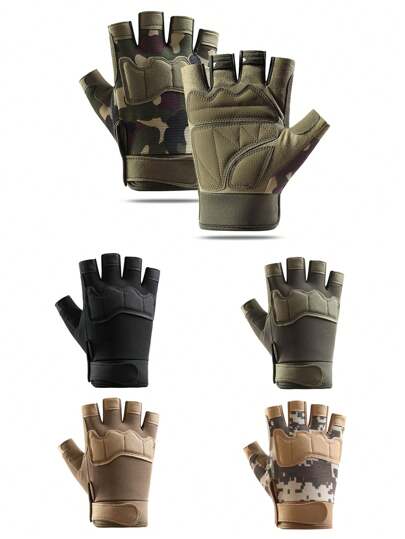 1 双户外骑行半指手套，战术防护手套，适合骑自行车、骑摩托车和滑雪