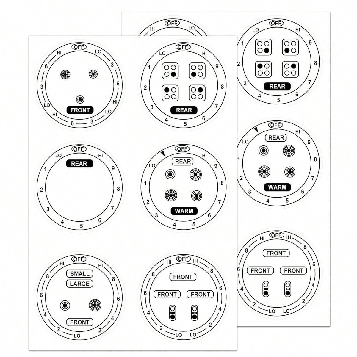 12 Pcs Stove Dials Sticker For Burner Cook Top Hob Cooker Top Oven