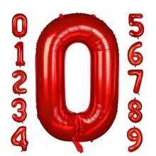 New 32-Inch 0-9 Number Aluminum Foil Balloons In Red, White, Ombre, Green, Mint Blue Series For Birthday Wedding Anniversary Party Decorations - Red - View 11