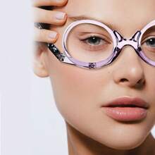 180° Dual Lens Flip Over Makeup Glasses Magnifying Eyeglasses - Mauve Purple - View 11