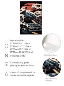 1pc Modern Art Mount Fuji Landscape Decoration Painting, Ideal For Car & Racing Posters