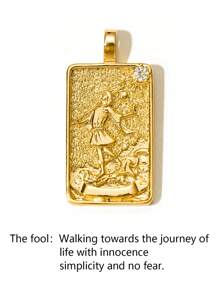 1pc Tarot The Mysteries Of Nature 0-21 Major Arcana Tarot Card Pendant Necklace, Fortune Telling Secrets Room Rich Mysteries Profound Secrets Tarot Cards, Best Friend Gift, Exquisite Gift (The Fool, The Magician, The High Priestess, The Empress, The Emperor, The Hierophant, The Lovers, The Chariot, Strength, The Hermit, Wheel Of Fortune, Justice, The Hanged Man, Death, Temperance, The Devil, The Tower, The Star, The Moon, The Sun, Judgement, The World) - 金色 - 查看 23