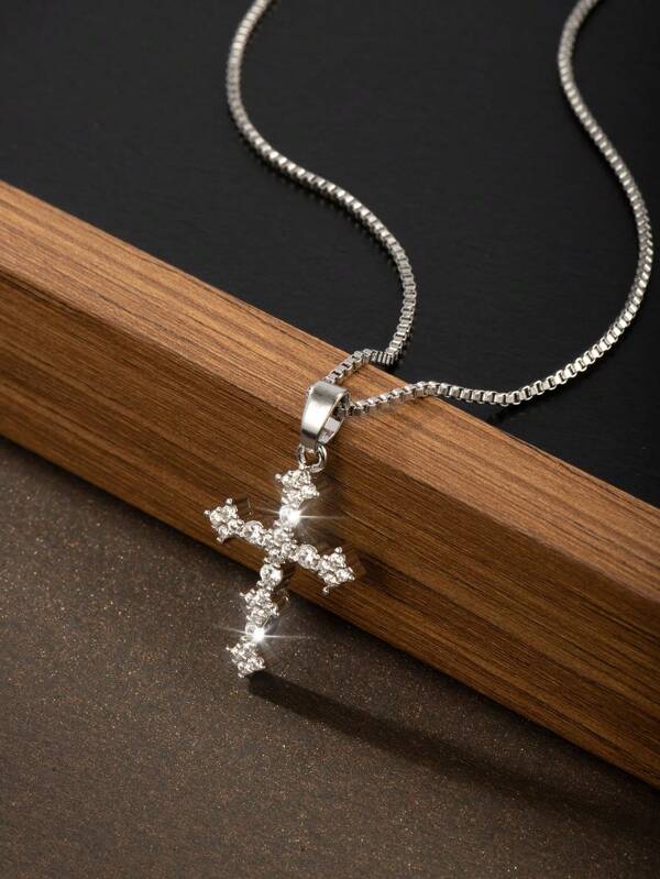 1 Pc New Style Personality Fashion Women's Cross Pendant Necklace Stainless Steel Daily Versatile Dating Party