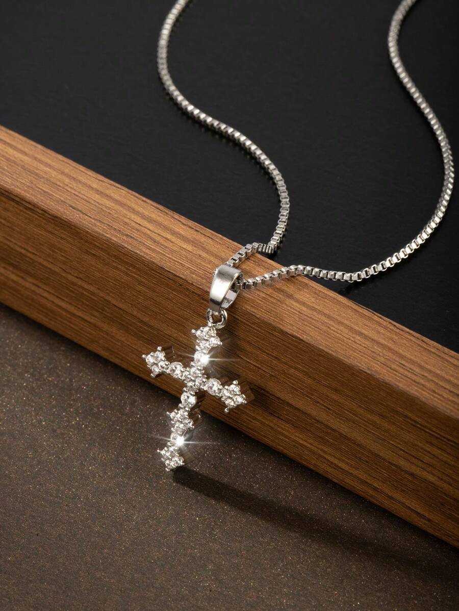 1 Pc New Style Personalized Fashion Women's Cross Pendant Necklace Stainless Steel Daily Versatile Dating Party