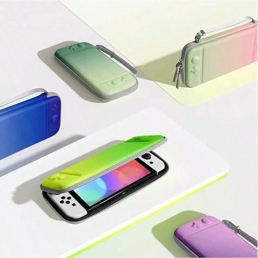 Estuche protector rígido Orzly compatible con Switch y nueva consola Switch OLED - Estuche portátil de viaje con bolsillos para accesorios, juegos, power bank, cargador, auriculares, cables y organizador de cables para ir a la escuela, universidad, camping y el hogar - Verde - Ver 1