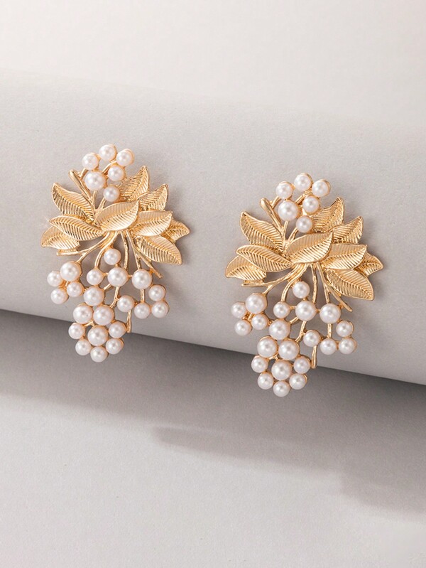 2 piezas de pendientes de tuerca asimétricos de uva de cobre elegantes y de lujo, adecuados para el uso diario de las mujeres