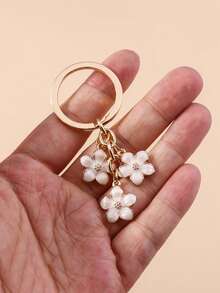 2 piezas Llavero girly de flor de cerezo, colgante de bolso, simple flor de ciruela colgante de decoración para móvil y bolso de mano - Multicolor - Ver 2