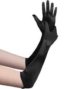 1 Pair Women Long Satin Gloves Suitable For Formal Dress, Parties And Performances Halloween Wedding