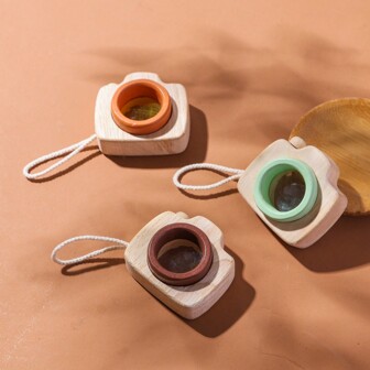 Wooden Camera Toy For Toddler Boys & Girls,Pretend Play Detective Toy,Educational Puzzle Toy With Magic Kaleidoscope,Cute Mini Realistic Camera Toy,Wooden Toys,Brown,Orange,Puzzle,Girls Mini Toys,Baby Wooden Toys