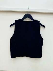 COLETE JEANS FEMININA PRETO - Preto - Visão 2