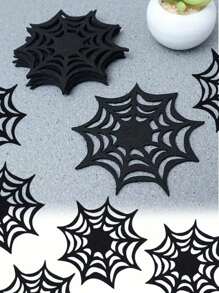 10pcs Spider Web Shape Coasters, Halloween Table Setting Accessories For Spooky Dinner Decoration And Party Fall Autumn,Christmas - Multicolor - View 10