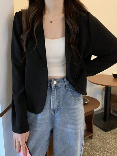 Women's Solid Color Long Sleeve Casual Loose Blazer, Spring/Autumn