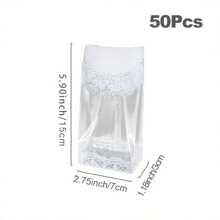50 piezas Bolsa transparente para la conservación de galletas y dulces en el hogar, bolsa de almacenamiento con cremallera para habitación de pasteles, tamaño 5.9in * 2.75in - Multicolor - Ver 6