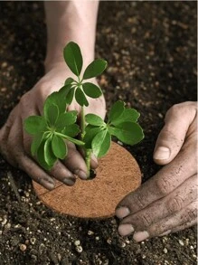 5pcs Coco Coir Moisture Retention Mats, Breathable Drainage Pads For Potted Plants, Prevents Soil Leakage And Grass Growth, Reusable Pot Cover For Plant Moisture Preservation - Brown - View 3