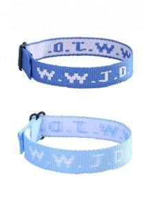 2pcs/Set Minimalist WWJD Letter What Would Jesus Do Embroideried Woven Wristband Bracelets For Women For Protection Pray Bracelets - Multicolor - View 7