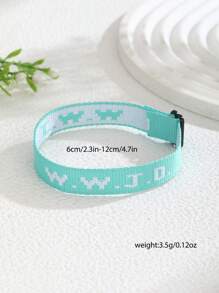 2pcs/Set Minimalist WWJD Letter What Would Jesus Do Embroideried Woven Wristband Bracelets For Women For Protection Pray Bracelets - Multicolor - View 11
