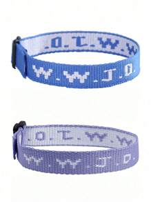 2pcs/Set Minimalist WWJD Letter What Would Jesus Do Embroideried Woven Wristband Bracelets For Women For Protection Pray Bracelets - Multicolor - View 8