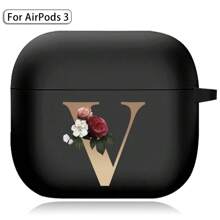 苹果耳机盒兼容 Airpods 第三代印刷金色字母柔软硅胶无线蓝牙耳机充电盒保护套 - AirPods 3rd (Black) - 查看 13