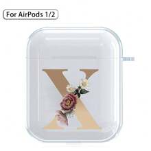 苹果硅胶耳机盒兼容 Airpods 1、2 印刷金色字母无线蓝牙耳机充电盒保护套 - AirPods 1st / 2nd (Clear) - 查看 12