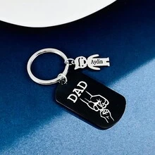 1入刻有1至3個名字的自定義鑰匙扣，個性化鑰匙扣附有DAD拳擊圖案，適合作為給父親的禮物 - 彩色 - 查看 16