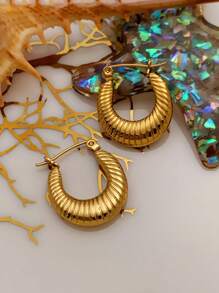 9 Pairs Of Stainless Steel Earrings For Women Large Different Shapes Bamboo Earrings Set Chunky Gold Hoop Earrings Hip Hop Style Fashion Custom Jewelry Party Accessories