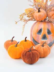 1Set Autumn Artificial Velvet Pumpkin Various Sizes Artificial Flocking Foam Pumpkin Autumn Home Farmhouse Halloween Harvest Festival Thanksgiving Seasonal Holiday Decoration Best Gifts Birthday Home Decor Halloween Decor Room Decor - Yellow Flocked Pumpkin - View 9