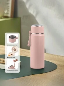 Stainless Steel Vacuum Insulated Cup, High-Capacity And Stylish Bullet-Shaped Bottle With Strap, Portable And Minimalist Design Water Bottle Back To School
