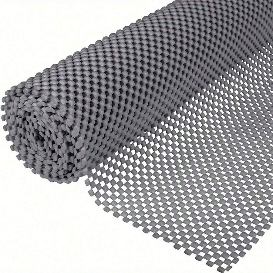 1pc Rubber Shelf Liner Non-Slip Mat, Area Carpet Pad, Anti-Slip Clamp Mat, Waterproof Mat, PVC Drawer And Shelf Liner For Home, Office, Car, RV, Kitchen Drawers, Cabinets, And Storage, Kitchen Accessories - Grey - View 1