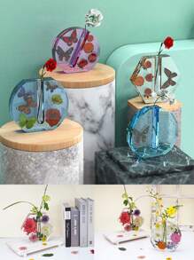 4/16pcs Crystal Drop Resin Mold Asymmetrical Acrylic Test Tube Vase Water Cultivation Plant Silicone Mold Home Decoration Ornaments Own Gift Mold