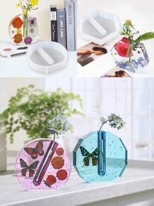 4/16pcs Crystal Drop Resin Mold Asymmetrical Acrylic Test Tube Vase Water Cultivation Plant Silicone Mold Home Decoration Ornaments Own Gift Mold