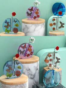 4/16pcs Crystal Drop Resin Mold Asymmetrical Acrylic Test Tube Vase Water Cultivation Plant Silicone Mold Home Decoration Ornaments Own Gift Mold