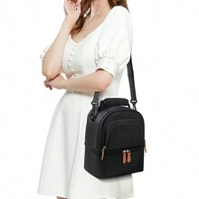 午餐袋，便攜式防漏保溫飯盒袋，可重複使用大容量保溫午餐袋，適用於學校，班級，大學，辦公室，露營和野餐，學校用品，廚房組織和存儲，廚房配件 - 黑色 - 查看 10