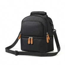 午餐袋，便攜式防漏保溫飯盒袋，可重複使用大容量保溫午餐袋，適用於學校，班級，大學，辦公室，露營和野餐，學校用品，廚房組織和存儲，廚房配件 - 黑色 - 查看 9