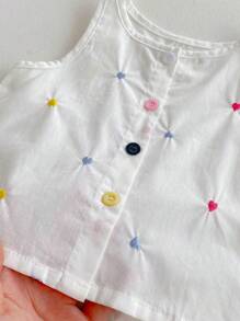 Conjunto de parte superior bordada y shorts con estampado floral para bebé niña en verano
