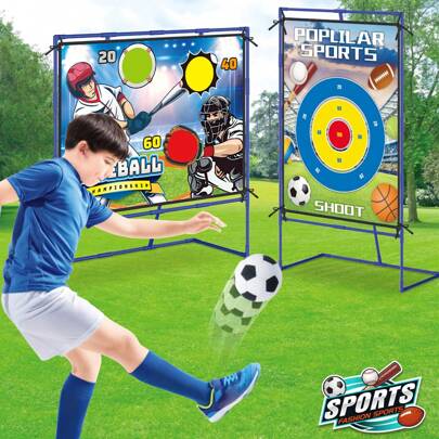 3-In-1 Baseball, Football, Soccer Ball Throwing Target Training Toy, Outdoor Sports Toy Set For Kids, Summer