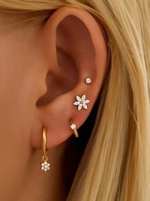 4Pcs Flower 925 Sterling Silver Earring For Women Fresh Style Stud Earring Suitable For Party Bridal Jewelry Valentines