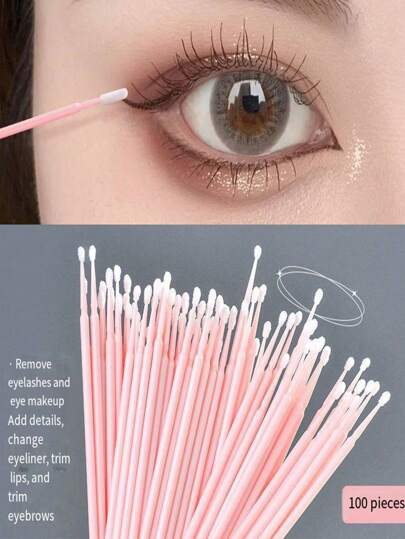 1 szt./3 szt. Nano Cosmetic Swab, cienka głowica, zmiana makijażu, wycieranie eyelinera, usuwanie rzęs, sztyft czyszczący, specjalny sztyft do haftu (100 sztuk), torba, organizer, przechowywanie