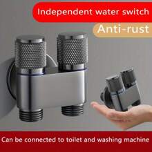 1pc 304 Stainless Steel Non-Slip Toilet Companion Angle Valve With One Inlet And Two Outlets Flushing Device, Double-Opening Water Tap Angle Valve
