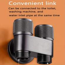 1pc 304 Stainless Steel Non-Slip Toilet Companion Angle Valve With One Inlet And Two Outlets Flushing Device, Double-Opening Water Tap Angle Valve