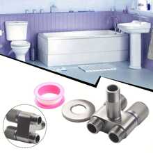 1pc 304 Stainless Steel Non-Slip Toilet Companion Angle Valve With One Inlet And Two Outlets Flushing Device, Double-Opening Water Tap Angle Valve