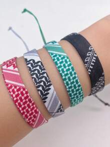 1pc/2pcs/4pcs Unisex Adjustable Braided Bracelet, Bohemian Style Geometric Pattern Handmade Woven Bracelet, Colorful Tassel Boho Friendship Bracelet, Mix And Match - Multicolor - View 11