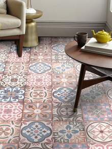 1set/12pcs Modern And High-End Style Home Decorative Self-Adhesive Removable Back Adhesive Matte Floor Tile Stickers For Wall, Bathroom And PVC Kitchen Tile, 5.91*5.91 Inch - Multicolor - View 3