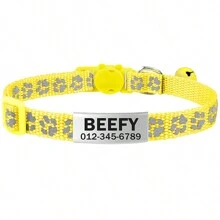 Coleira personalizada para gatos com placa de identificação em aço inoxidável, coleira ajustável de nylon com estampa de pata refletiva multicolorida, sino e pingente de identificação personalizado. Ornamental, gravada, em aço inoxidável, para gatos fofos, etiquetas personalizadas para gatos, coleira personalizada para gatos, coleiras personalizadas para cães, presentes ideais para ela, família, amigos, amantes de animais de estimação, para aniversários, para inauguração de casa. Ornamental, gravada, moderna, fofa, personalizada, para animais de estimação, para aniversários, coleiras, guias e peitorais personalizados para animais de estimação, local, vibrações de férias, inspiração para vida ao ar livre, design divertido para animais de estimação. - Multicolorido - Ver 13