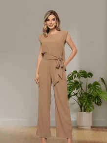 Women Two-Piece Outfits - 駝色 - 查看 1