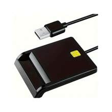 Lector de tarjetas inteligentes 2.0 con ranura para tarjeta SD y controlador de CD, lector de tarjetas inteligentes USB compatible con acceso CAC, compatible con Windows / OS / Linux, Plug & Play, compatible con tarjetas de chip inteligentes - Negro - Ver 2