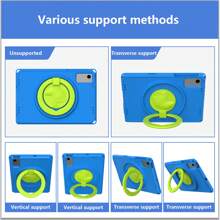 1入組藍色堅固平板電腦保護套，備有支架和肩帶功能，具防震和防掉落功能，適用於多個品牌和型號的iPad