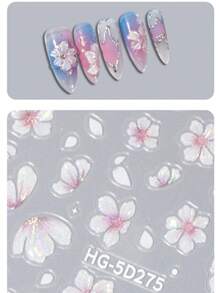 2024 Neue Mode Blumen Prägung Nail Art Sticker, glamouröse gefrorene Kamelien Blumen Nail Decals für Frauen
