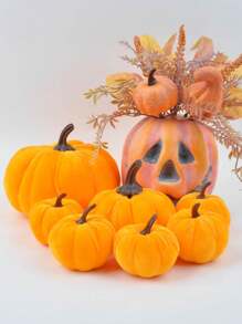 1Set Autumn Artificial Velvet Pumpkin Various Sizes Artificial Flocking Foam Pumpkin Autumn Home Farmhouse Halloween Harvest Festival Thanksgiving Seasonal Holiday Decoration Best Gifts Birthday Home Decor Halloween Decor Room Decor - Yellow Flocked Pumpkin - View 11