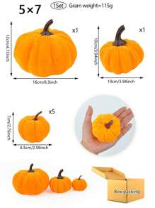 1Set Autumn Artificial Velvet Pumpkin Various Sizes Artificial Flocking Foam Pumpkin Autumn Home Farmhouse Halloween Harvest Festival Thanksgiving Seasonal Holiday Decoration Best Gifts Birthday Home Decor Halloween Decor Room Decor - Yellow Flocked Pumpkin - View 5